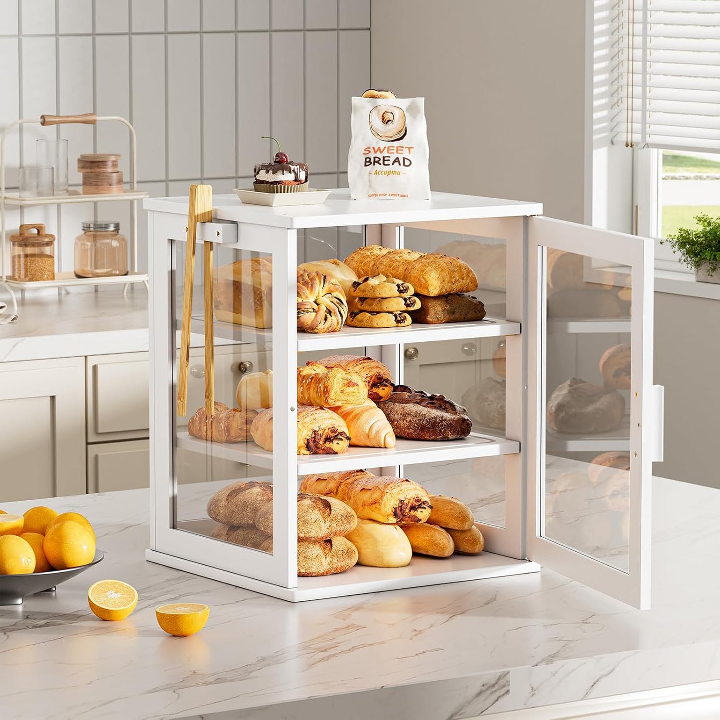 WOWLIVE Panera para encimera de cocina, contenedor grande de almace...
