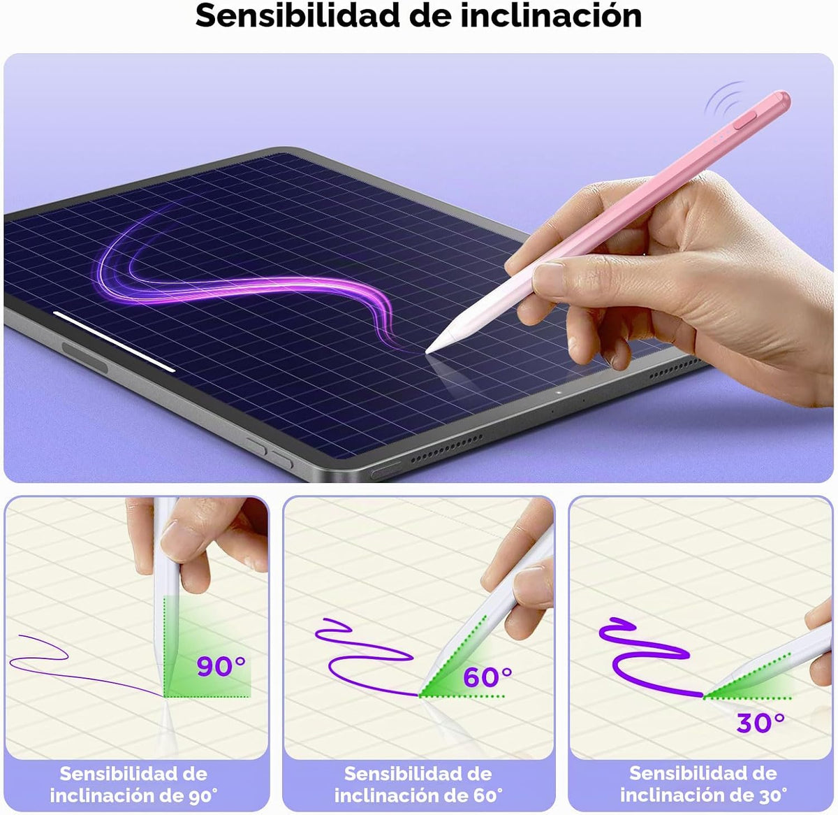 DEGGE Lápiz capacitivo para iPad 2018-2025, Carga rápida de 15 minu...
