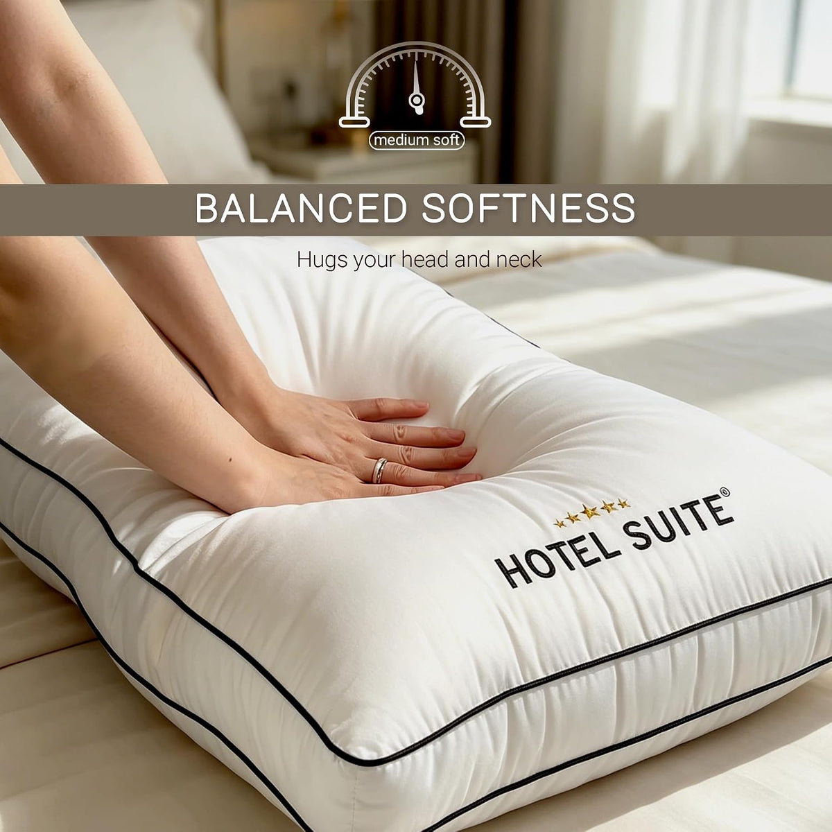 Hotel Suite Hotel Collection - Juego de 2 almohadas de cama tamaño...