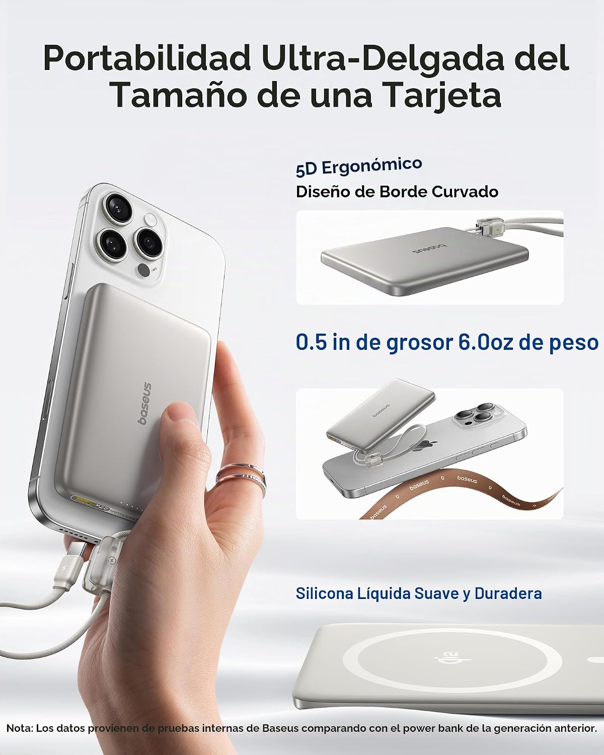 Baseus Picogo Qi2 - Cargador portátil Magsafe de 15 W, cargador por...