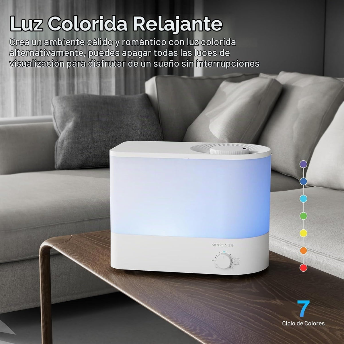 MEGAWISE Humidificador 6L, humidificador ultrasónico de niebla fría...