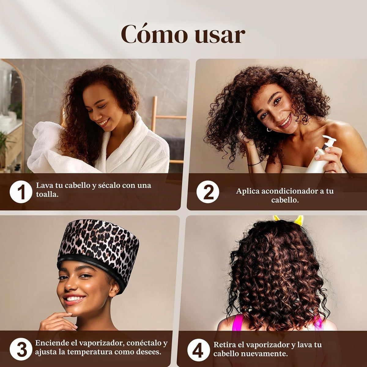 Heat Cap Leopard - Gorro térmico de vapor \u2013 Calefacción de 10...