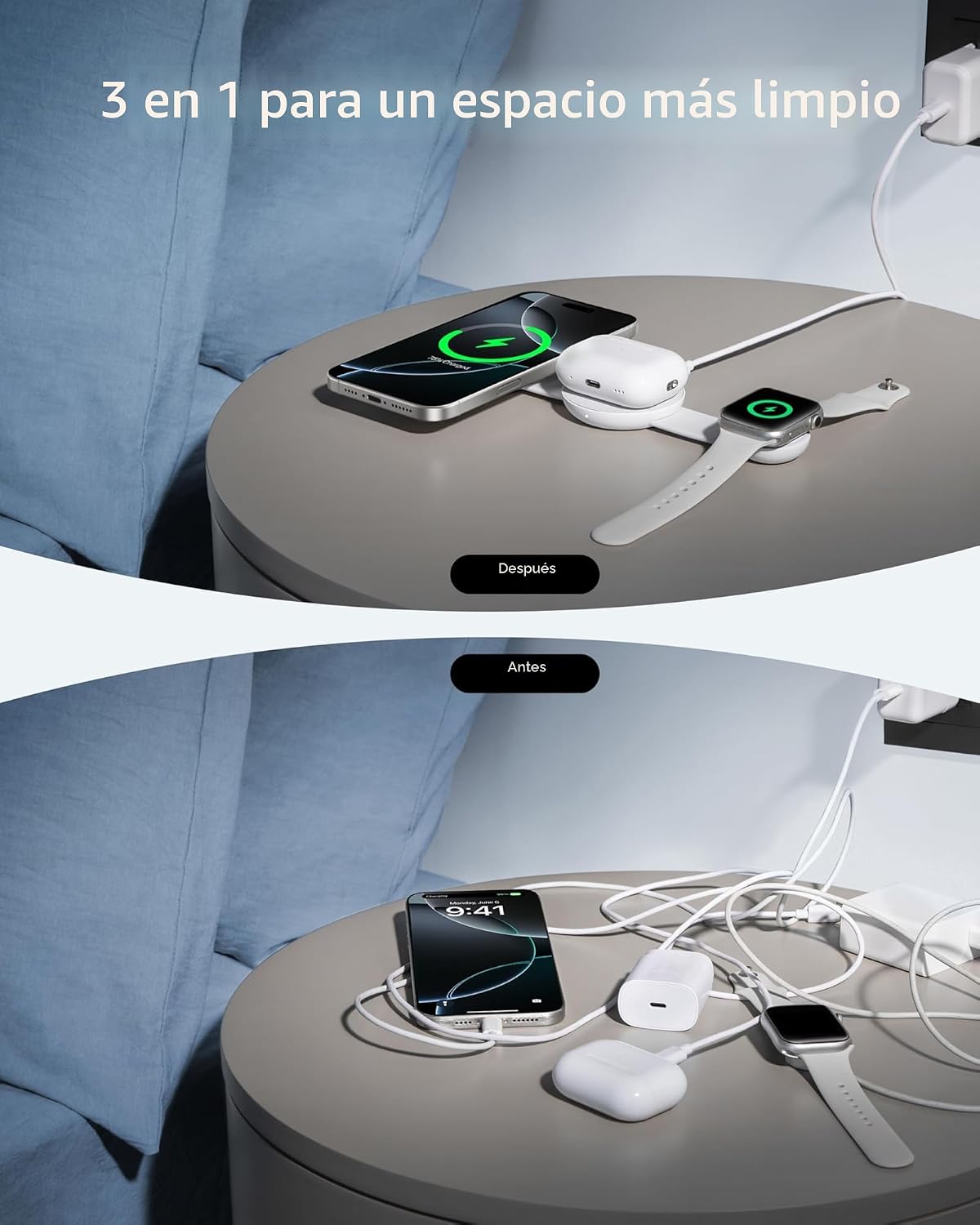 Anker MagSafe Compatible MagGo UFO 3 en 1 Cargador, Estación de Car...