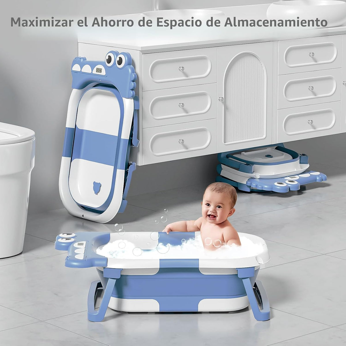 MoreFeel Bañera plegable para bebé recién nacido con termómetro y 1...