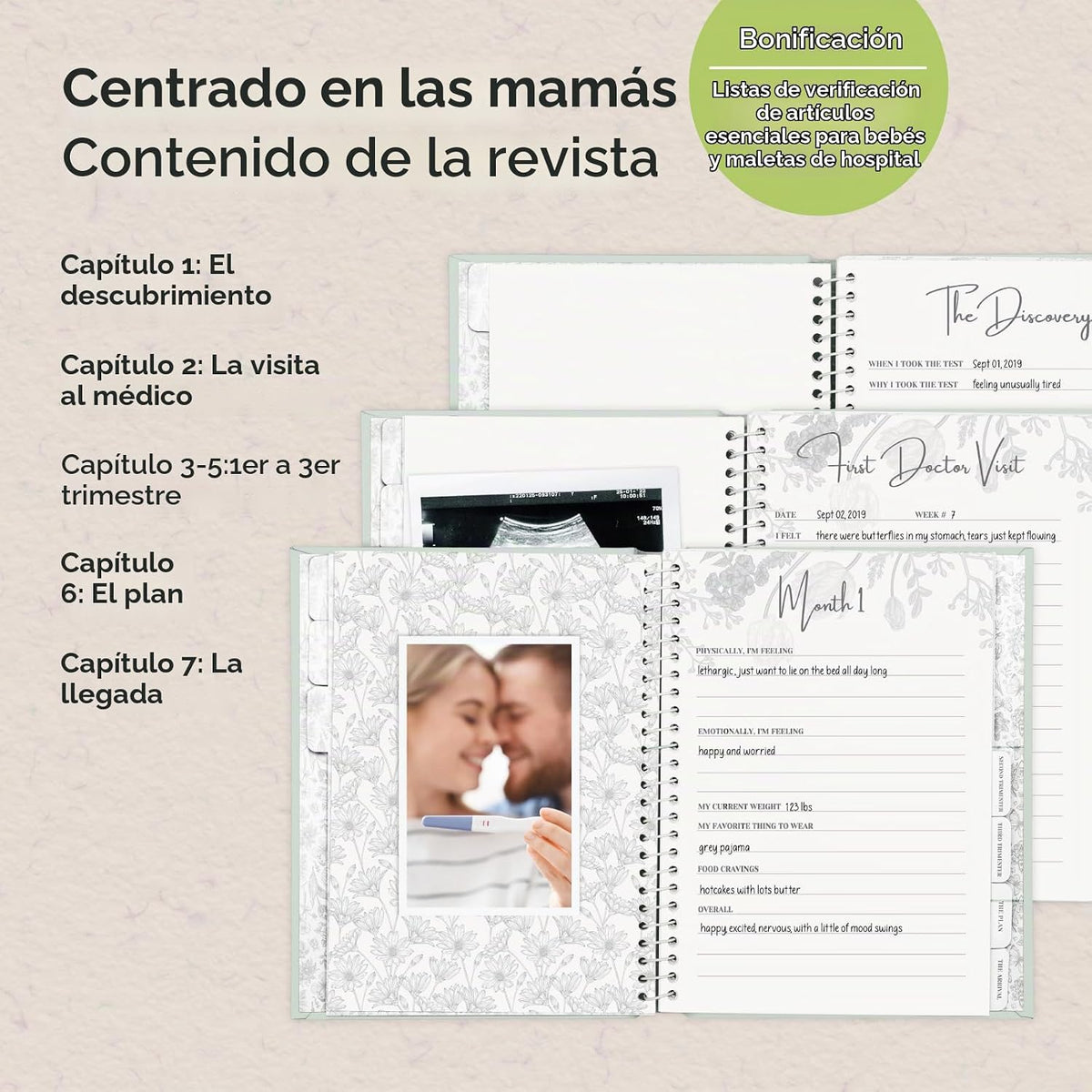 Diario de Embarazo, Anuncios de Embarazo - 80 Páginas de Tapa Dura,...