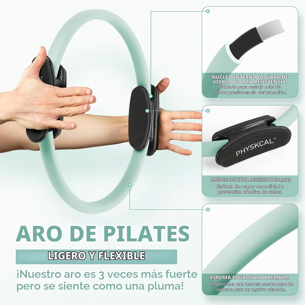 Kit de Pilates PhysKcal, anillo de pilates de 15 pulgadas con 1 bol...