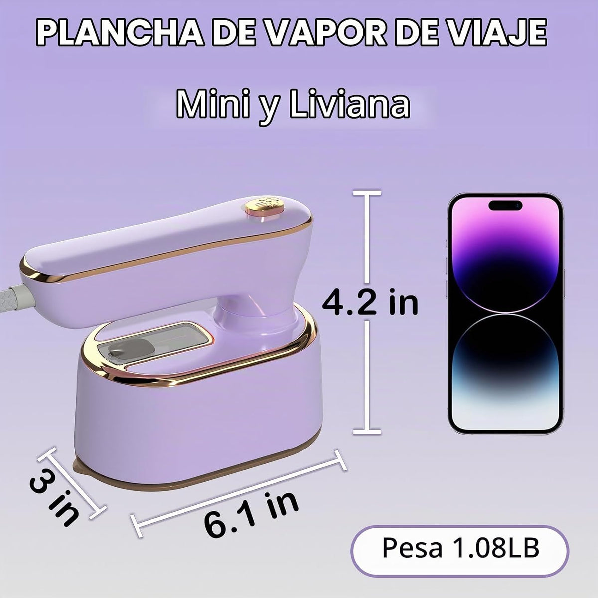 Plancha de vapor de viaje para ropa, mini máquina de planchar portá...