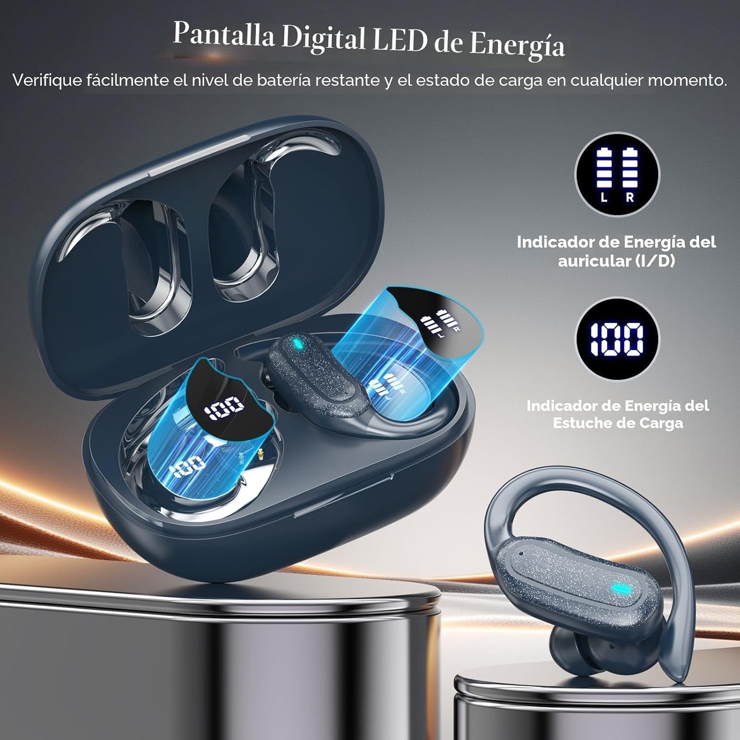 TRAUSI Auriculares inalámbricos Bluetooth, auriculares estéreo de 5...