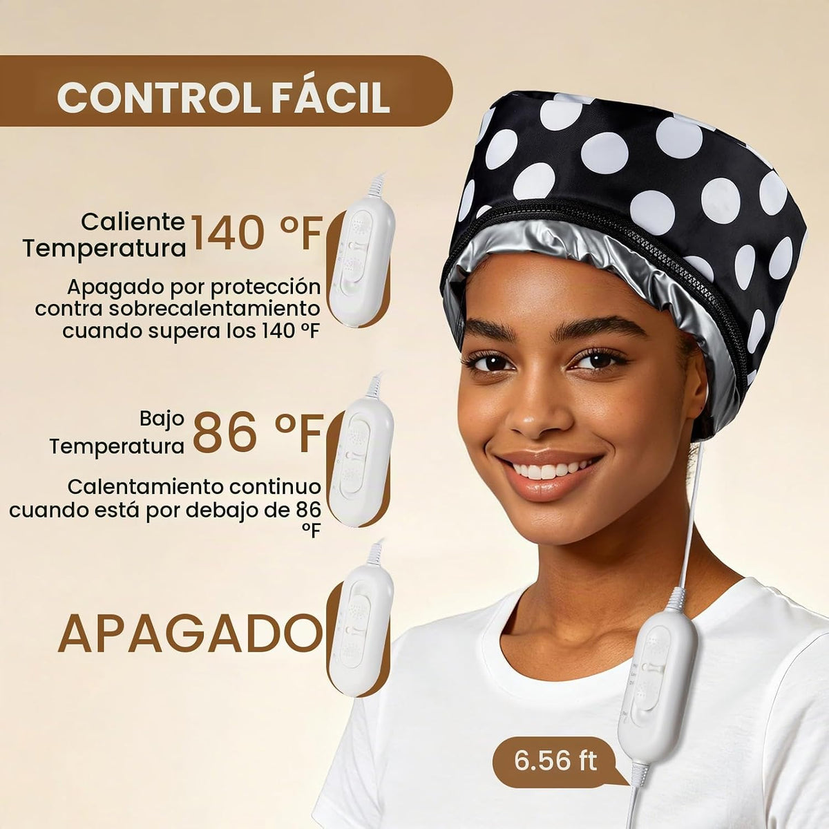 Gorra eléctrica de vapor para el cabello con control de temperatura...