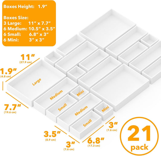 SpaceAid Juego de 21 Piezas Organizador de Cajones de Bambú Cajas d...