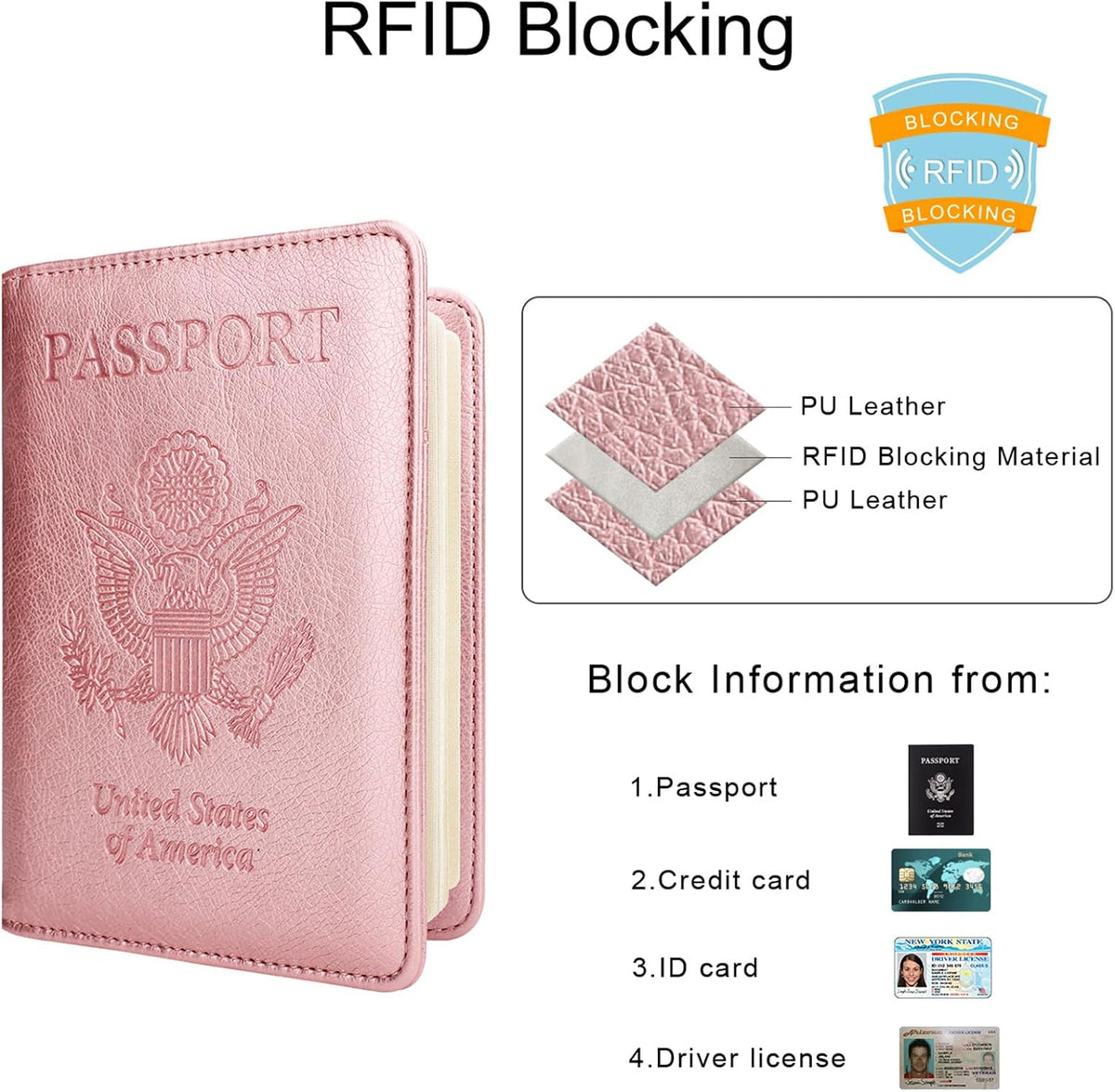 Walnew RFID - Funda para pasaporte, E-oro rosa), PASSPORT-1 | Funda...