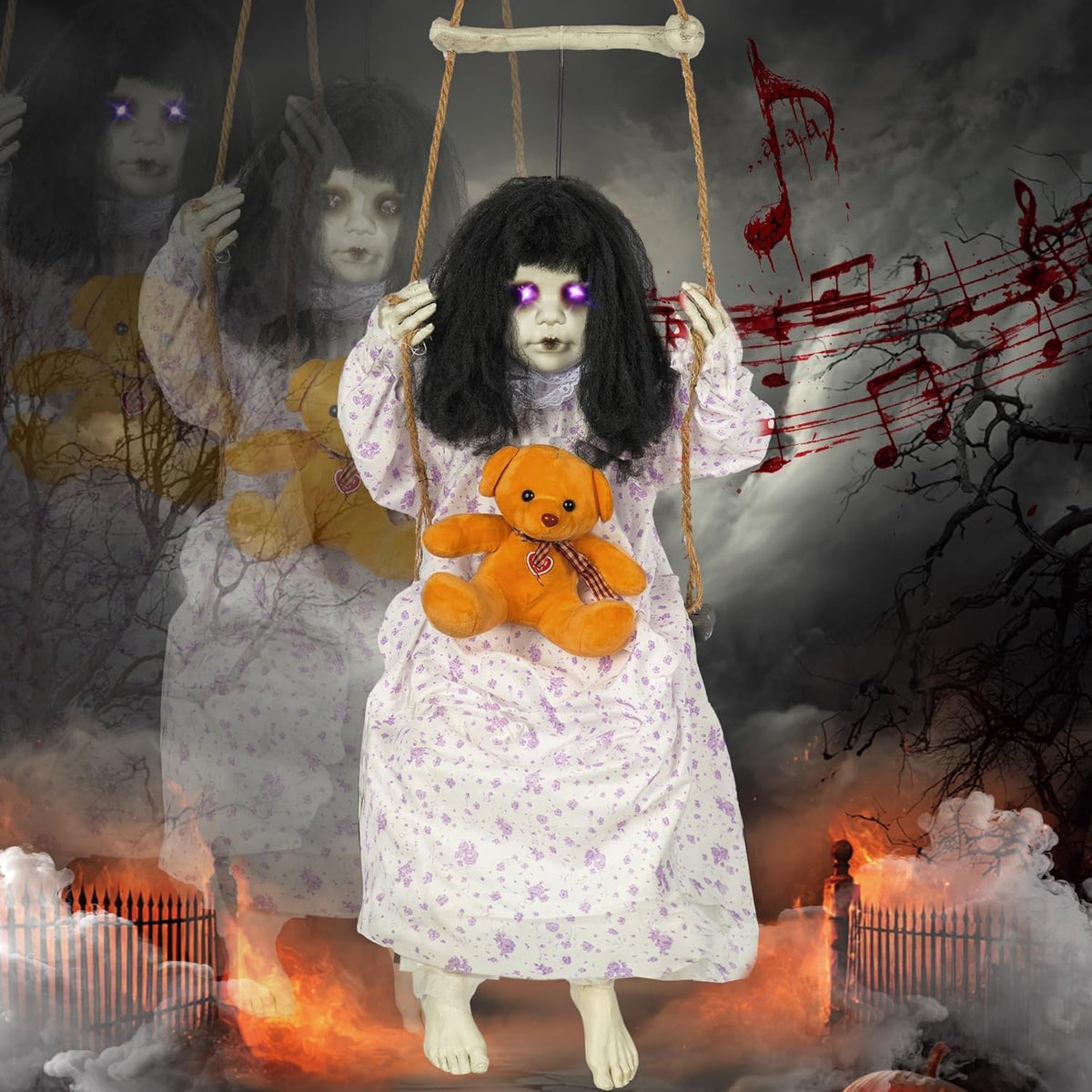 Hourleey Decoraciones de Halloween al aire libre, muñeca colgante o...