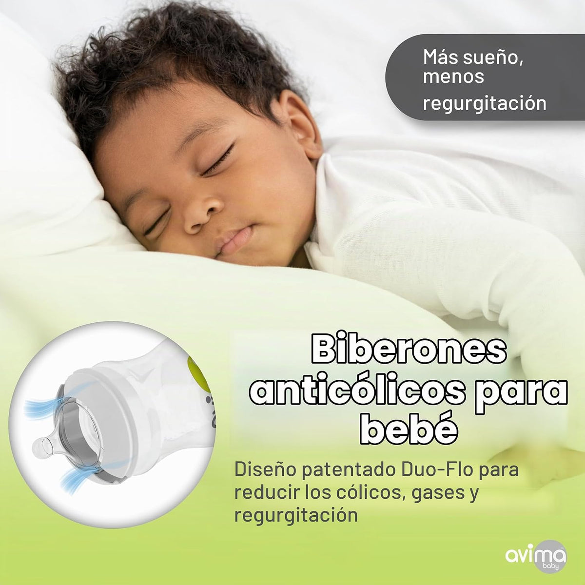 Avima Biberones anticólicos de 4 onzas con pezones de flujo lento....