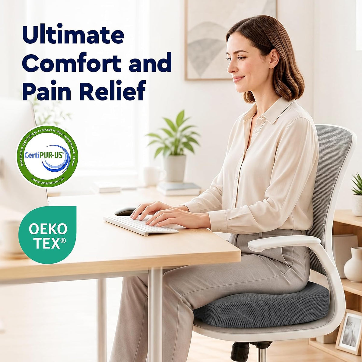 TushGuard - Cojín para asiento de oficina, silla de ruedas o automó...