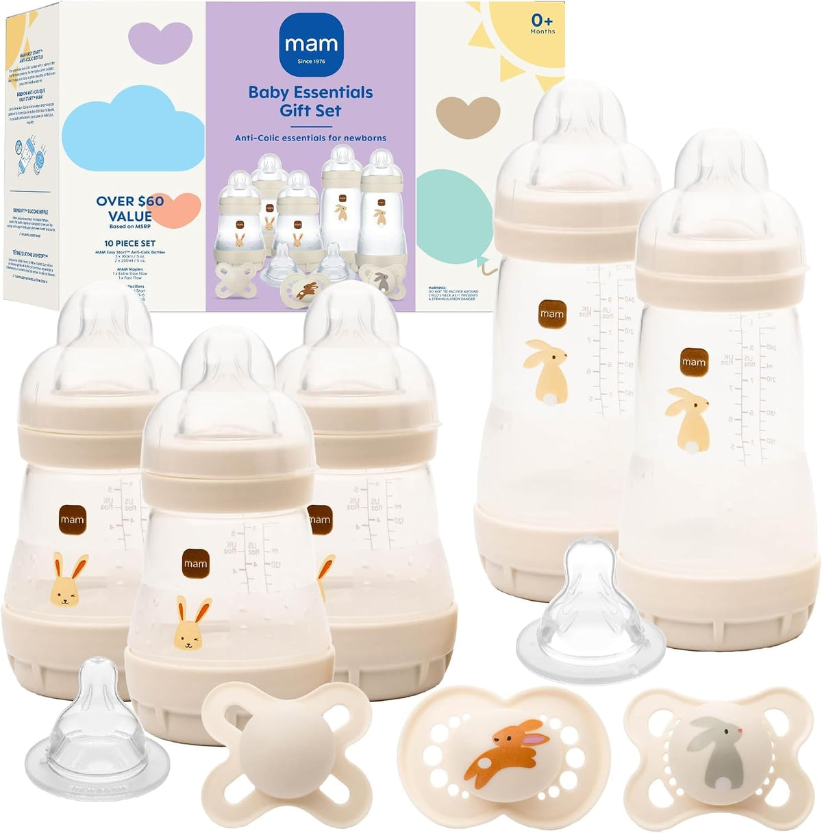 MAM Easy Start - Biberón y chupete anticólicos, 5 biberones autofer...