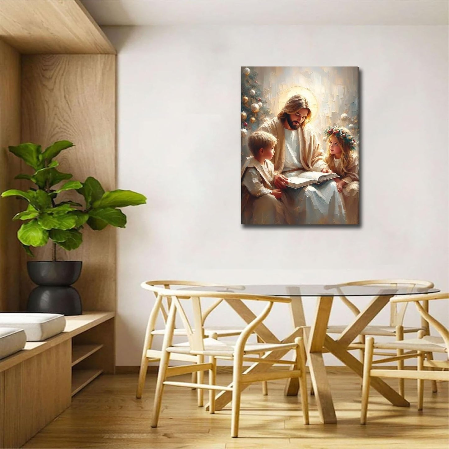 Lienzo de Jesús con niños, arte de pared de Jesús Jardín enseñando...
