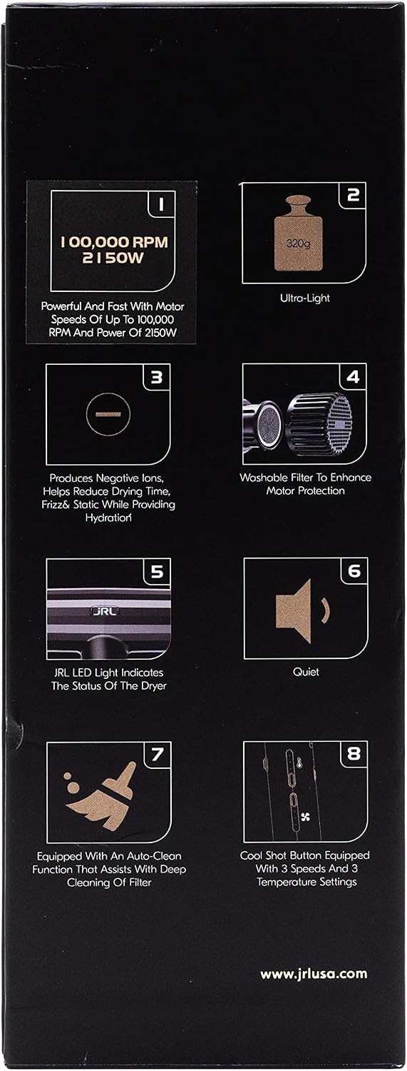 JRL Forte Pro Dryer - Secador de pelo profesional con difusor con g...