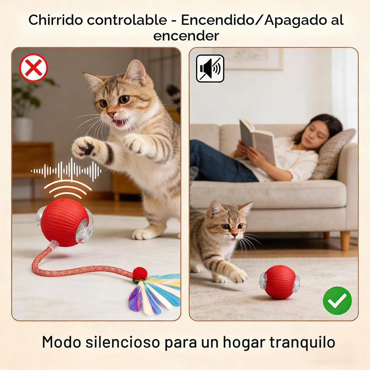 Yaruiguang Nuevo Juguete de Bola para Gatos Actualizado - Cola Rápi...