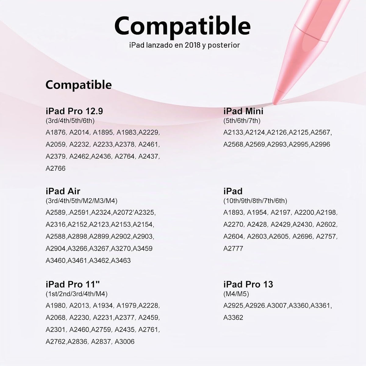 Lápiz óptico para iPad 6-11ª generación 2X carga rápida, rechazo de...