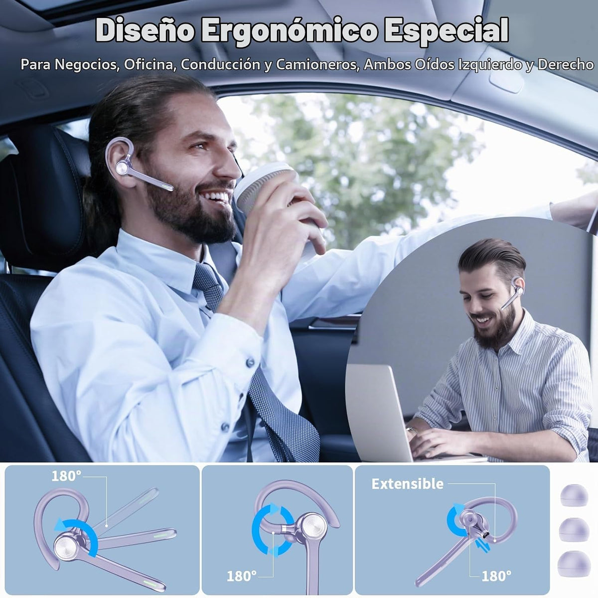 Auriculares Bluetooth HEIBAS, auricular inalámbrico con micrófono p...