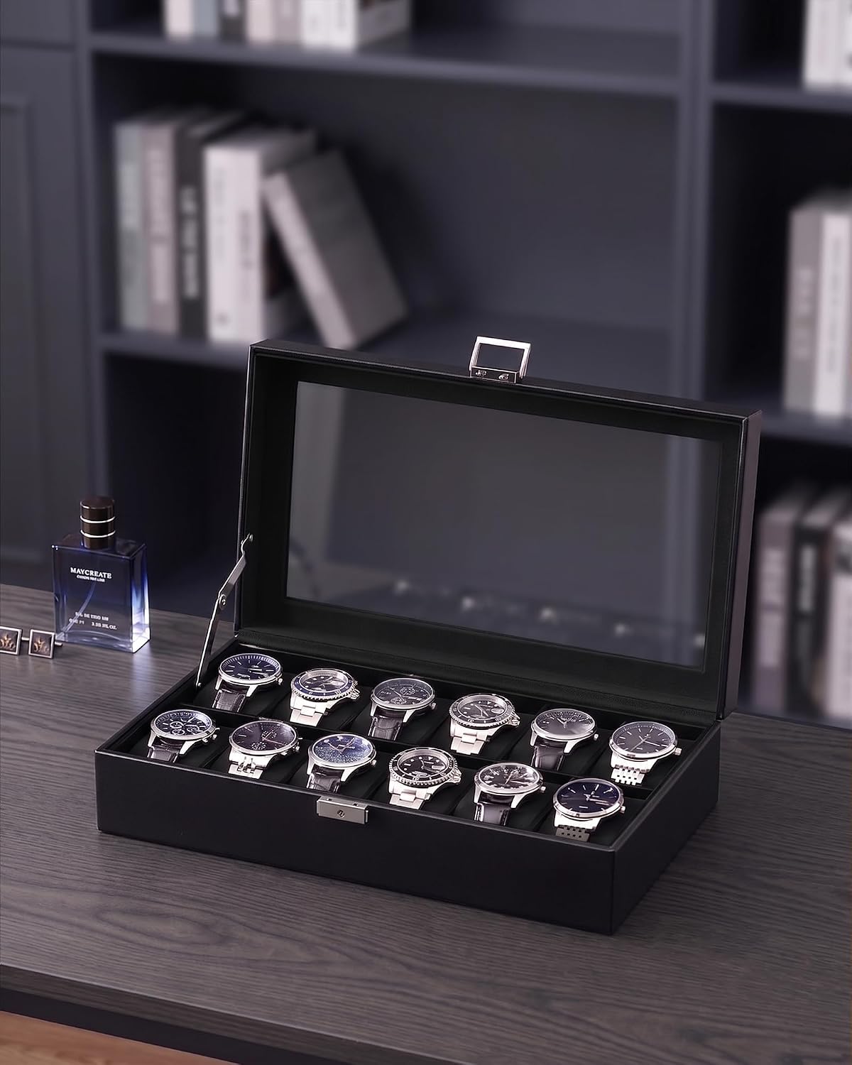 Lolalet Caja de Reloj para Hombre, Caja expositora de 12 Ranuras co...