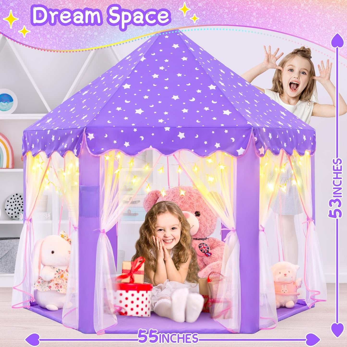 EVOIONOS Tienda Morada para Niñas, Tienda para Niños Interior, Tien...