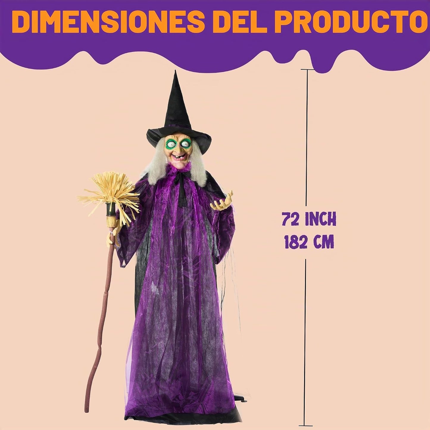 JOYIN - Decoración de Halloween para exteriores de 183 cm, bruja an...