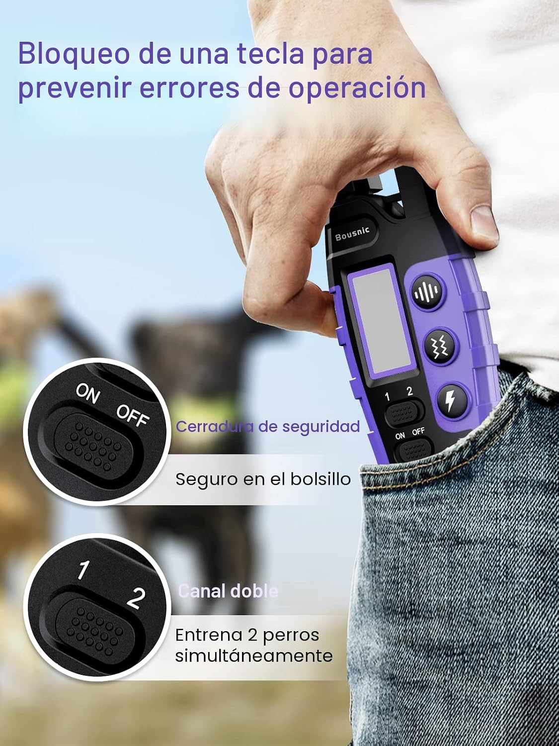 Bousnic Collar de choque para perros 2 perros (5-120Lbs) - Collar d...