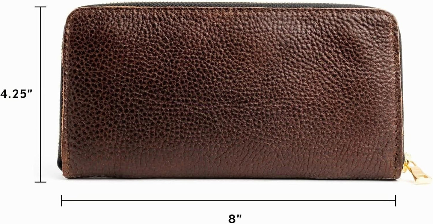 Cartera de acordeón con cremallera para mujer de Portland Leather G...