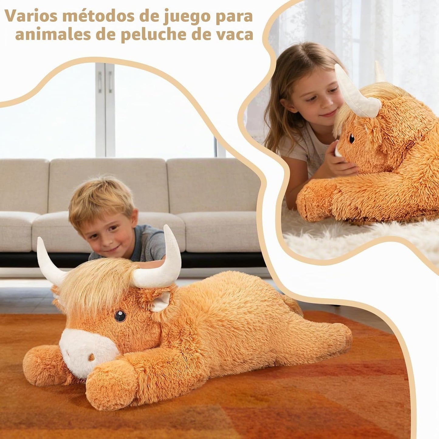 Ksidzas Peluche de vaca gigante de las tierras altas de 39 pulgadas...