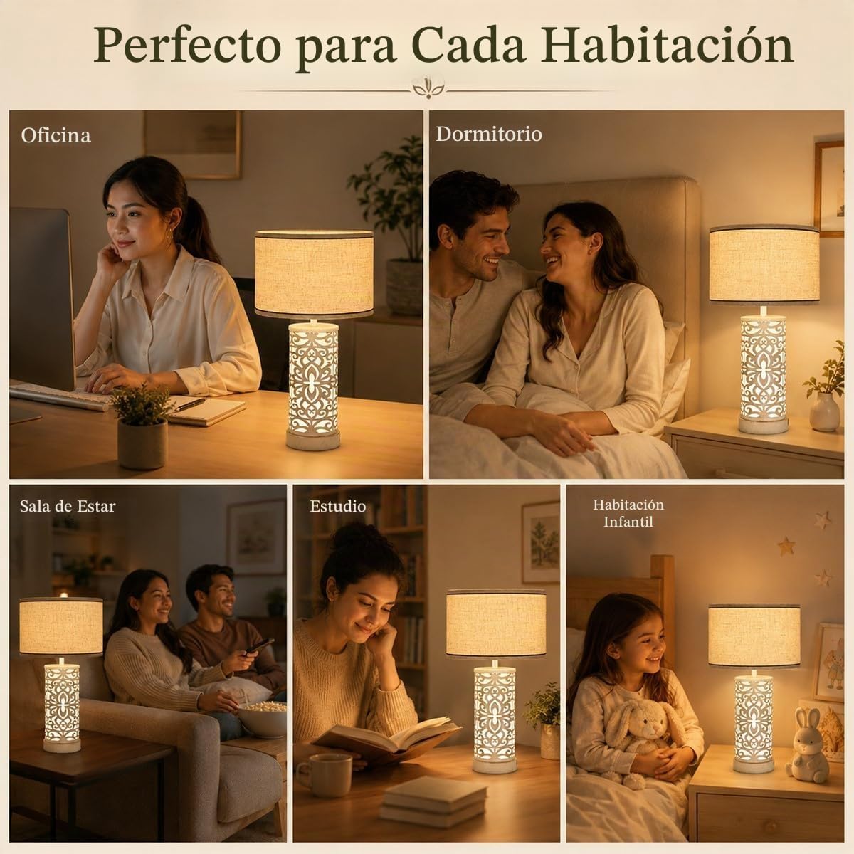 seng pailed Juego de 2 lámparas de mesa regulables con puerto USB C...