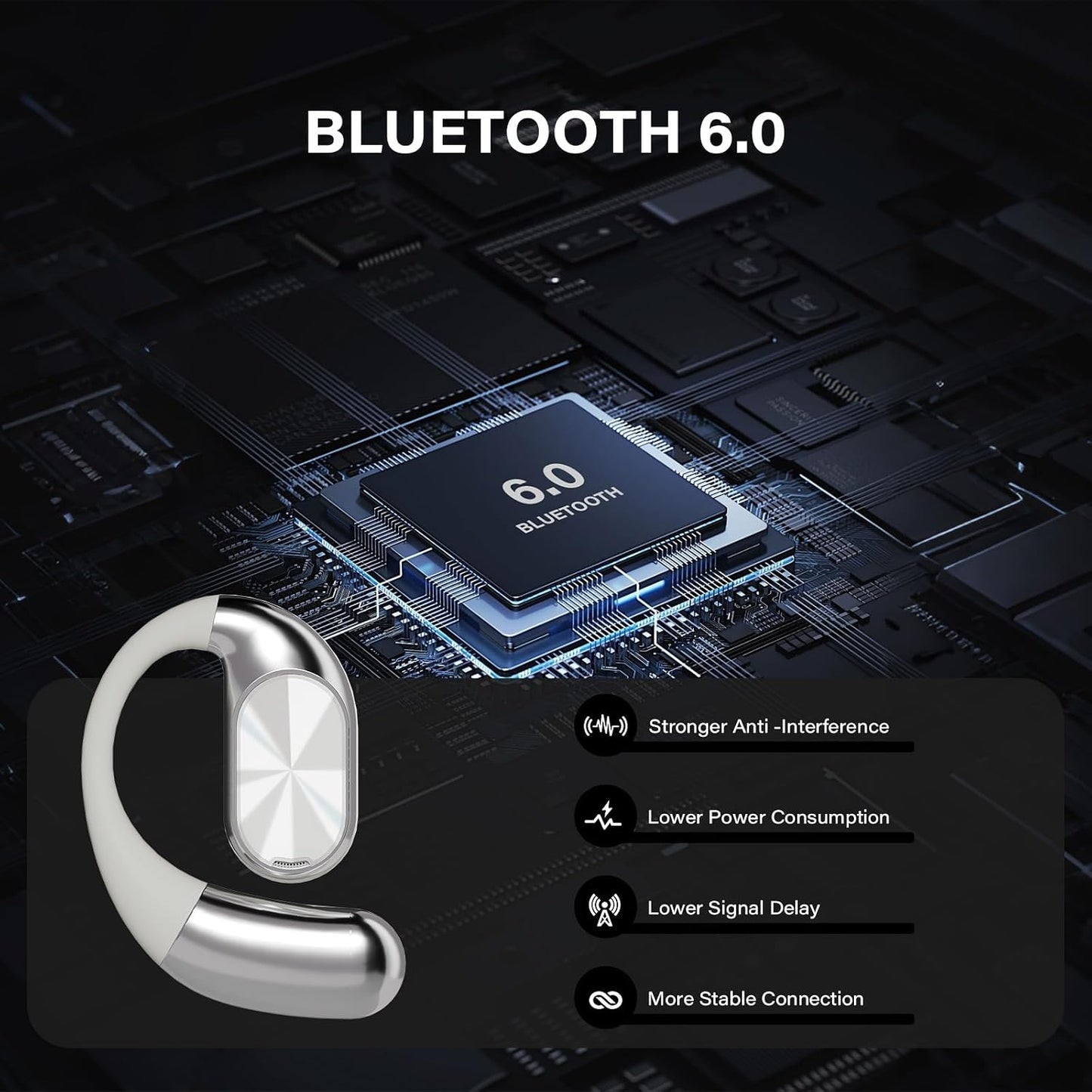 eDepot Auriculares abiertos, auriculares inalámbricos Bluetooth 6.0...