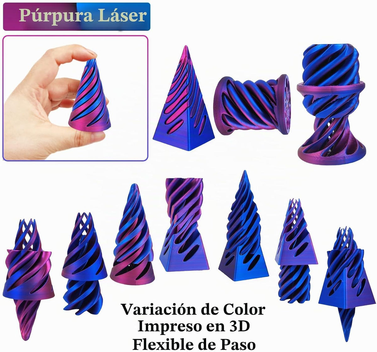 3 piezas 3D impreso pirámide imposible passthrough escultura, cono...