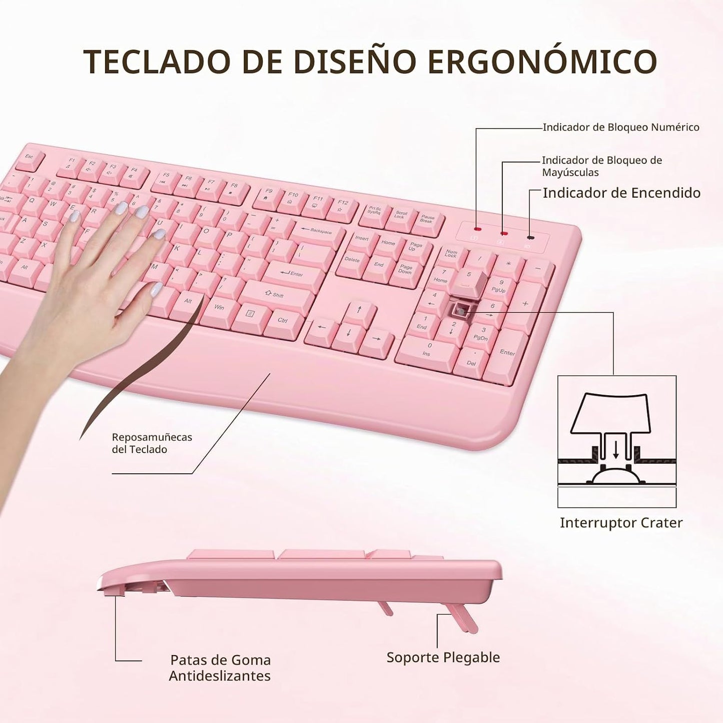 EDJO - Combo de teclado y mouse inalámbricos, USB Plug &amp; Play (...