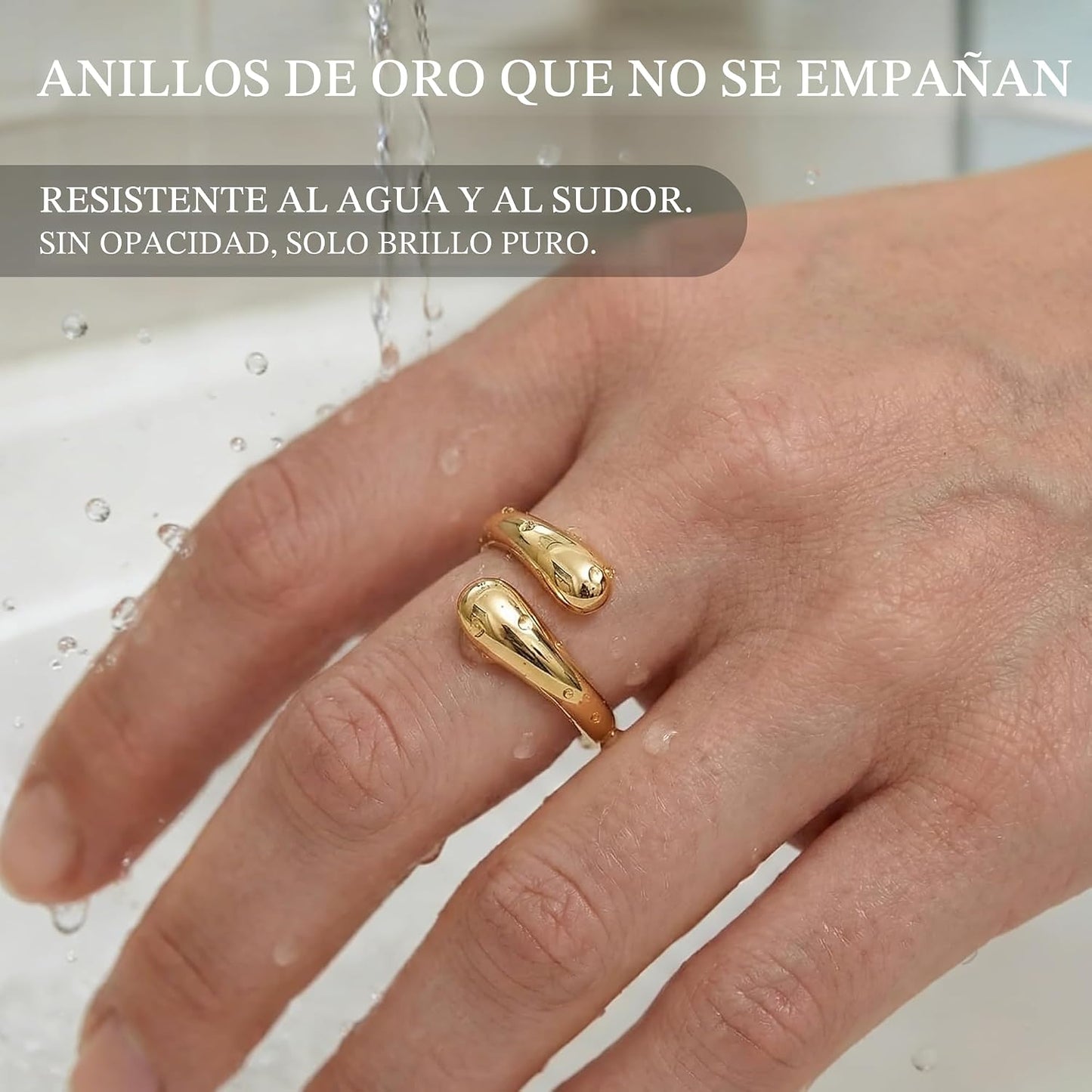 Poxtex - Anillos gruesos dorados para mujer, de oro antideslustre,...