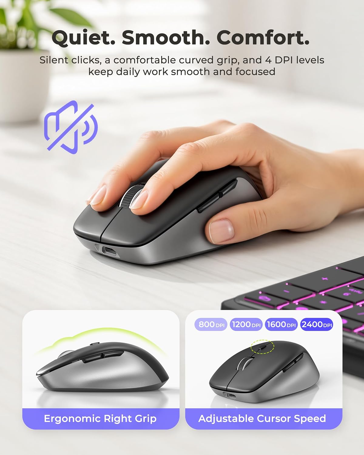 seenda COE64-3 Pro Combo de teclado inalámbrico Bluetooth y ratón |...