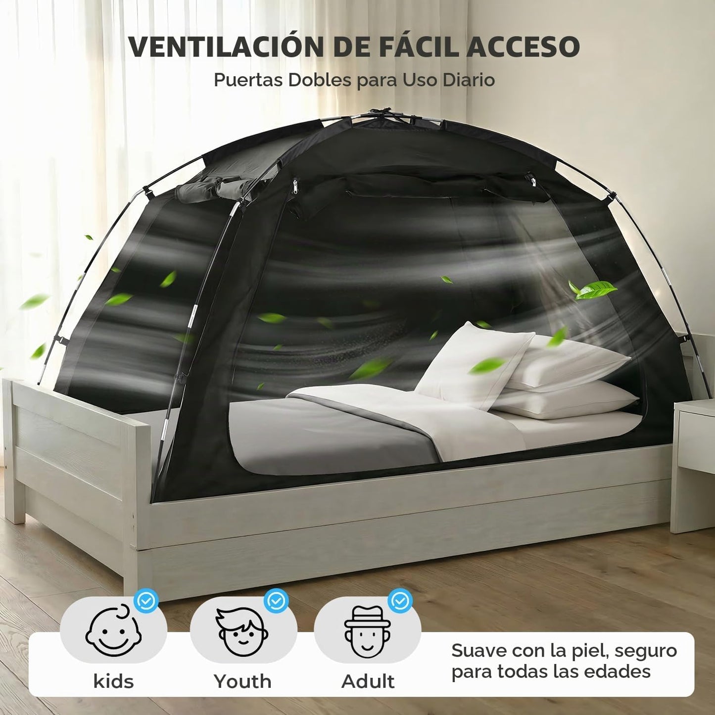 Alvantor® Tienda de campaña de cama tamaño individual, 93% opaca de...