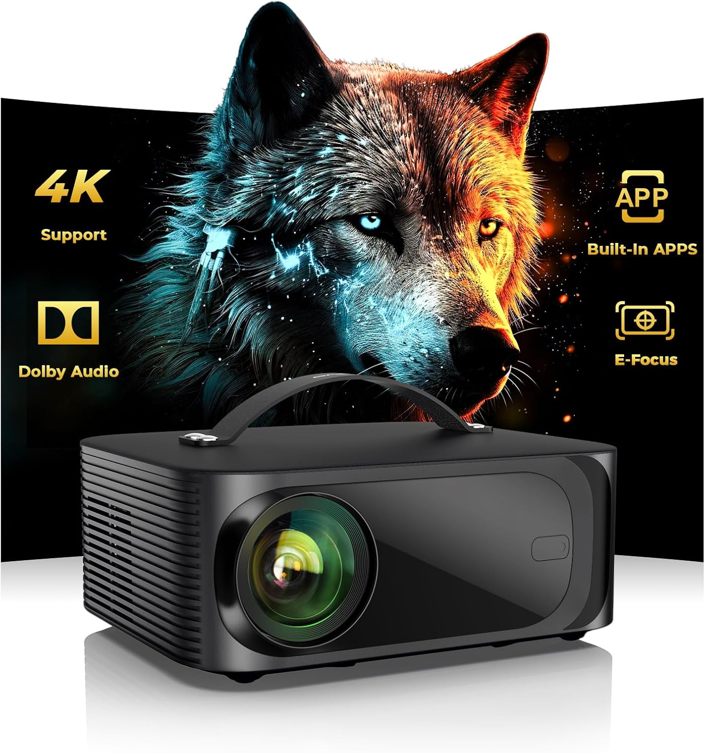 ONOAYO Outdoor Projector-4K con E-Focus, Dolby Audio, aplicaciones...
