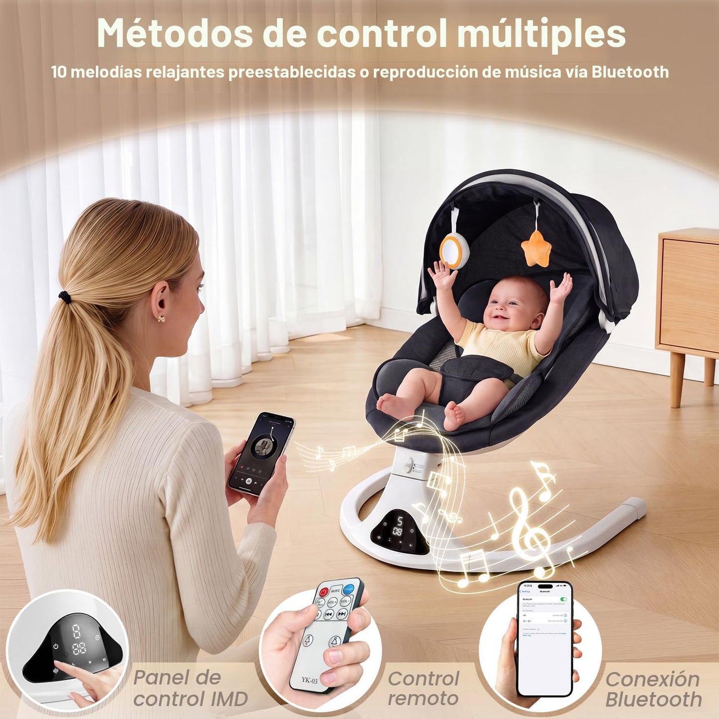Columpio eléctrico para bebés y niños pequeños | Columpio portátil...