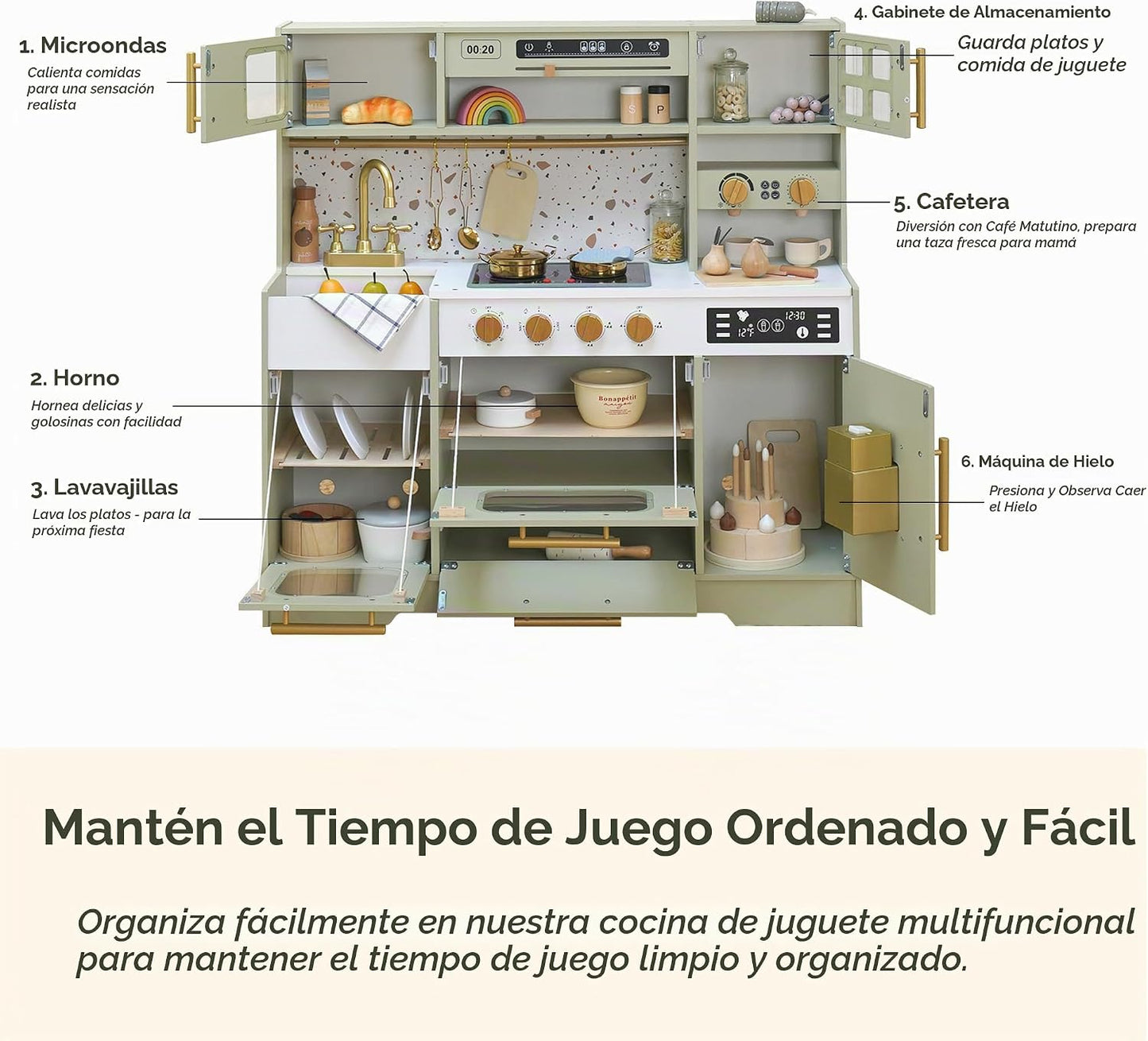 Juego de cocina de madera para niños \u2013 Cocina de simulación re...