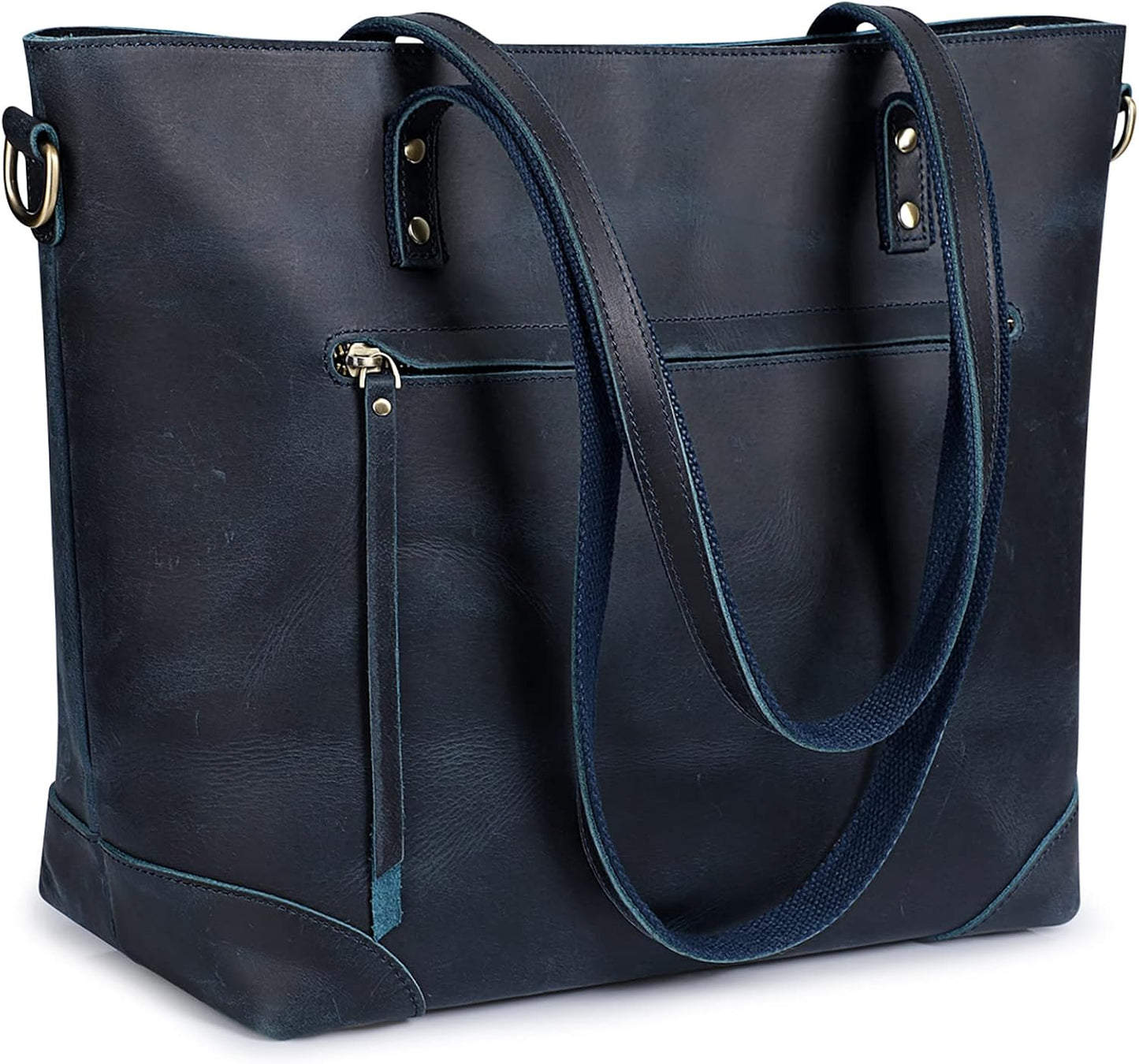 S-ZONE Bolso de hombro vintage de cuero genuino, bolsos de trabajo...