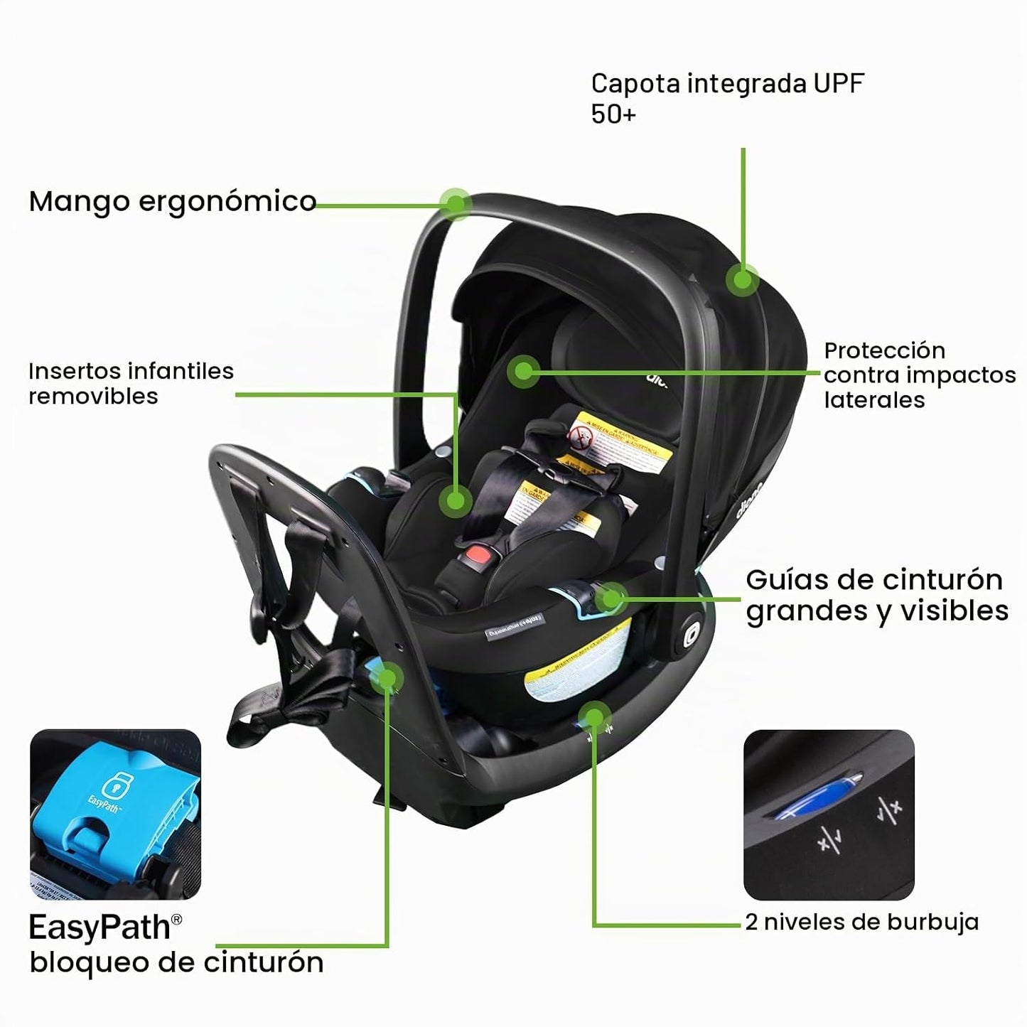 Diono LiteClik30 RXT SafePlus Asiento de Coche Infantil y Base, Ori...