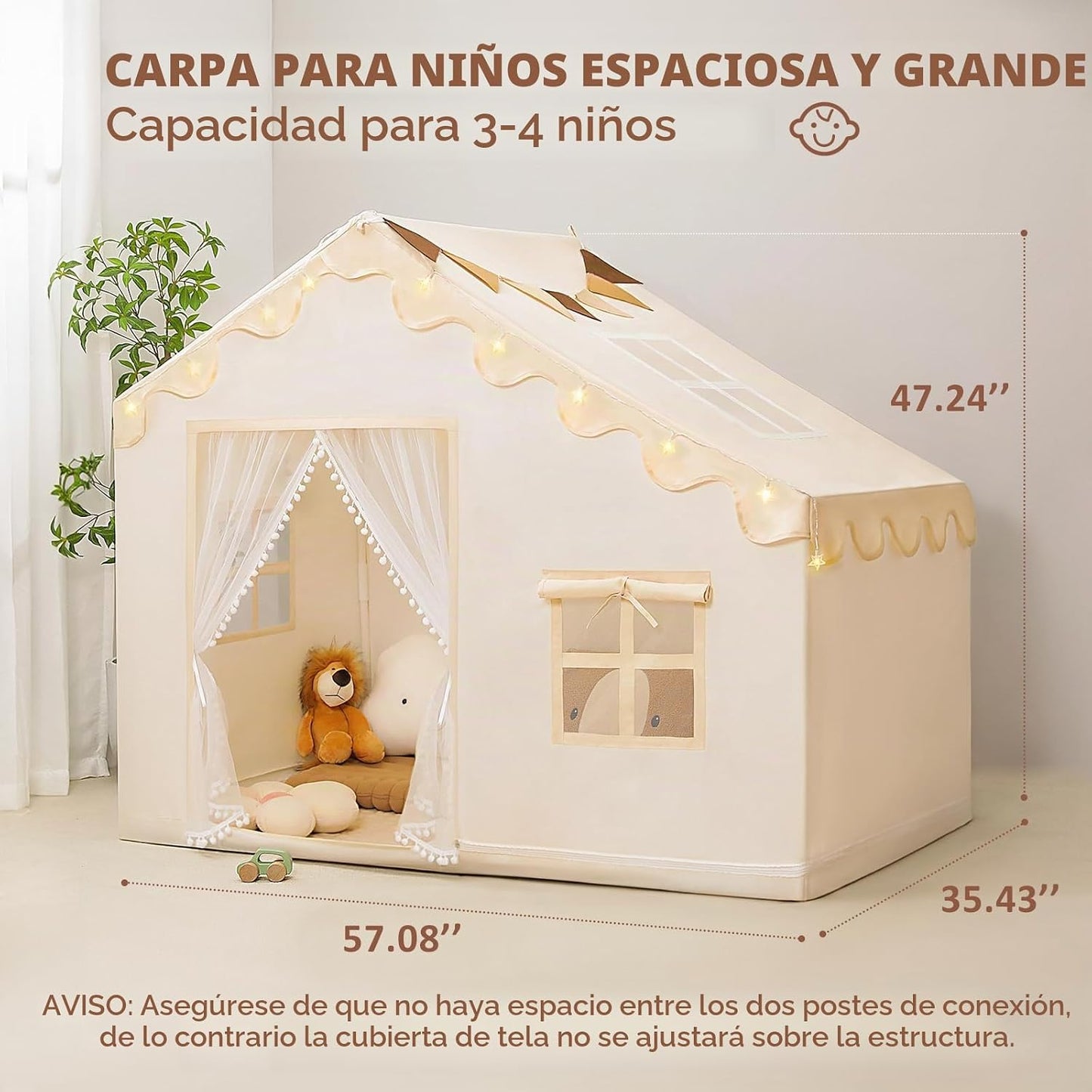 PIIKAGO Tienda de campaña para niños con alfombra, luces de estrell...