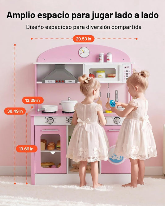 VEVOR Juego de cocina para niños, de madera, juego de cocina para n...
