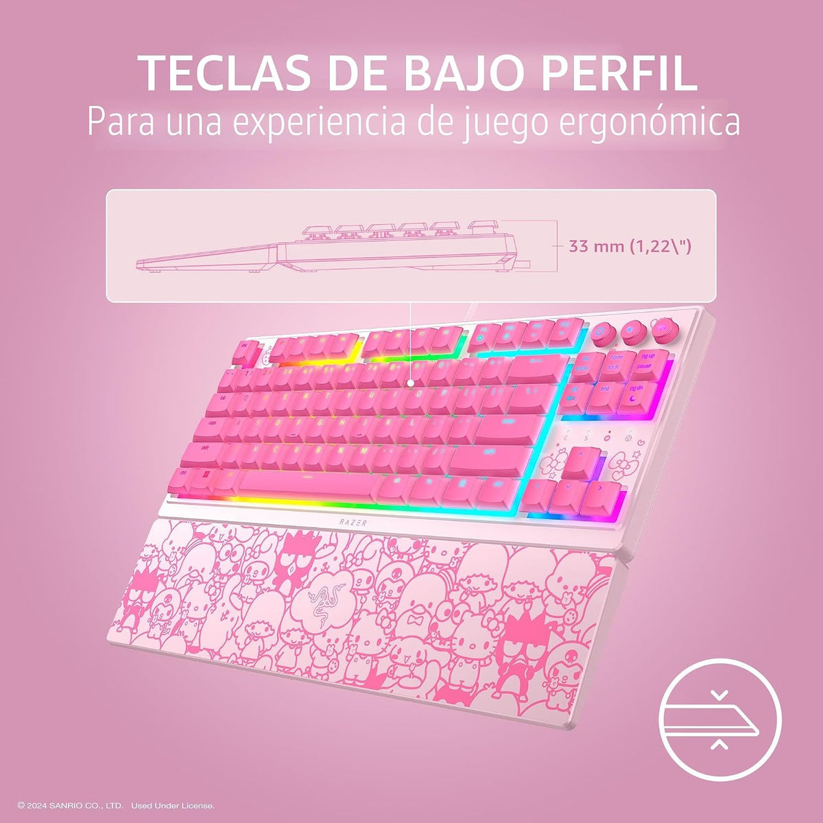 Razer Teclado para juegos Ornata V3 TKL, edición Hello Kitty &amp;...