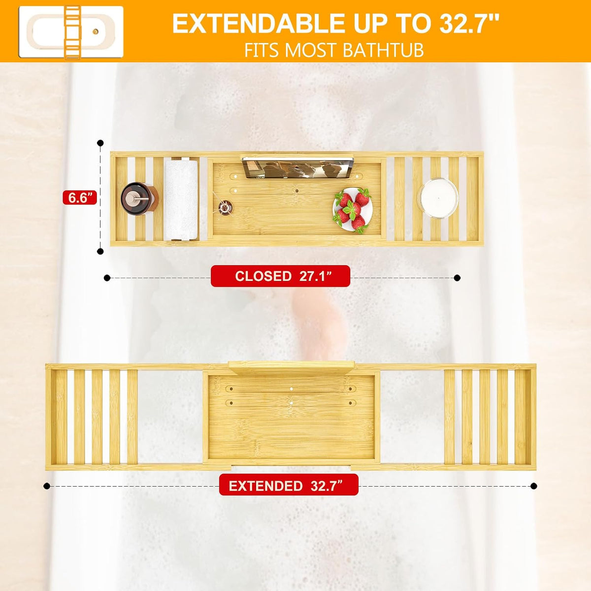 Bandeja de bañera - Bandeja de baño extensible - Bandejas de mesa d...