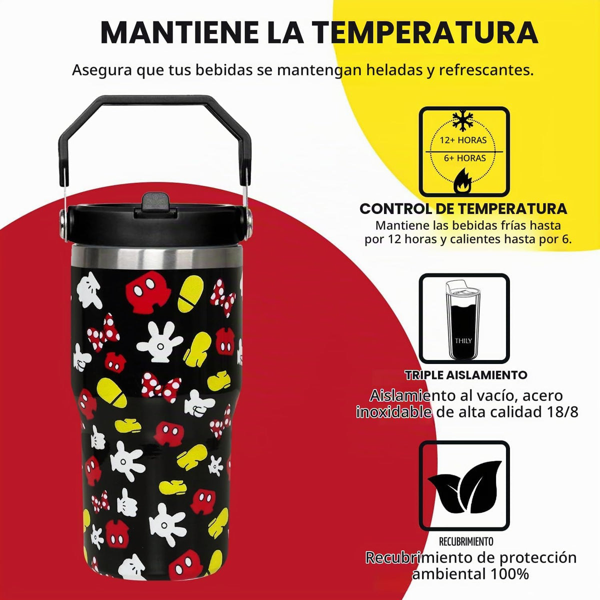 Sxdcfrs Taza de dibujos animados de ratón de 20 oz con tapa y popot...