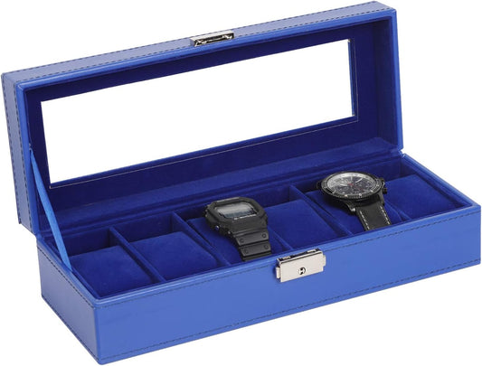 NEX Caja de reloj, organizador de 6 ranuras para relojes con caja d...