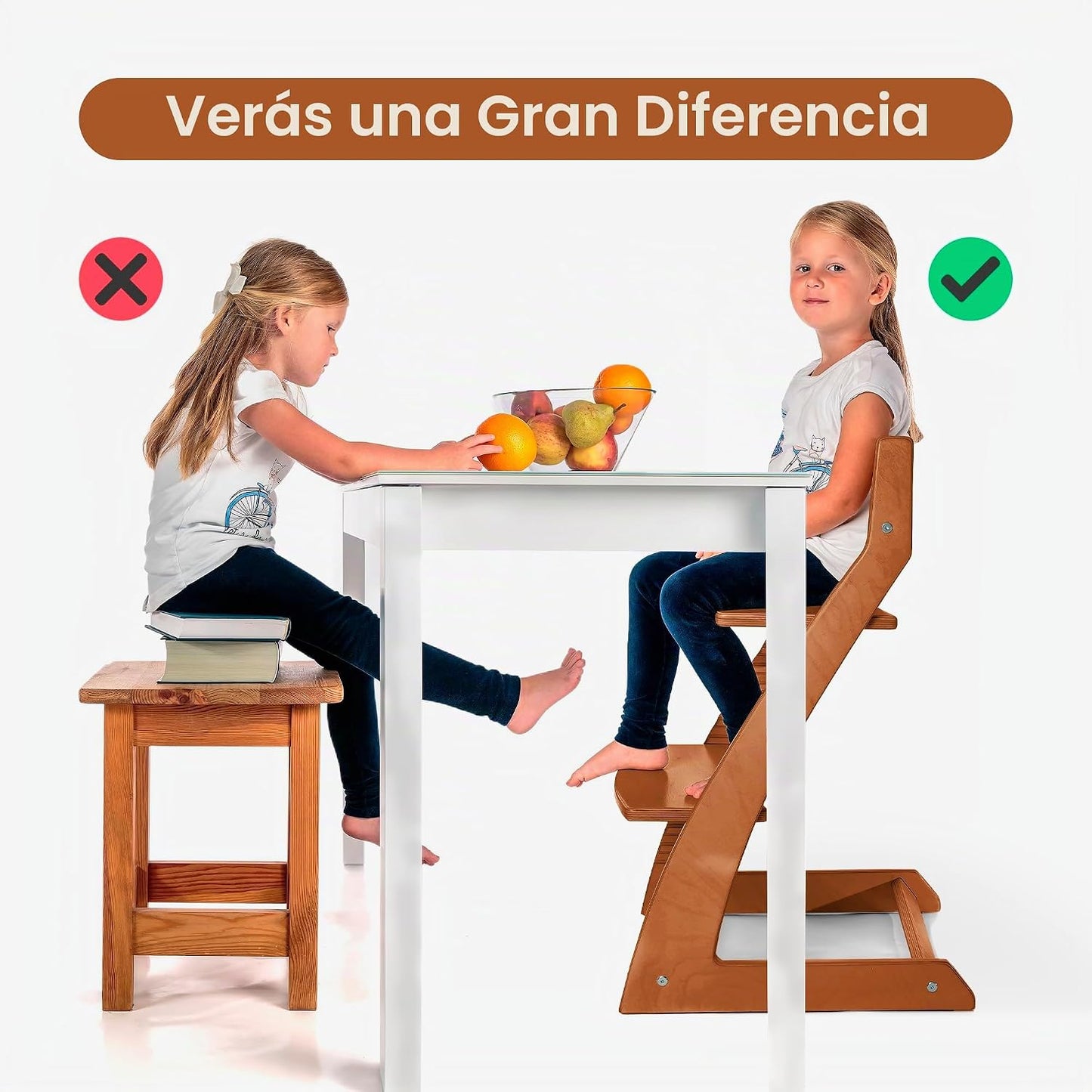 Fornel Silla alta de madera para bebés y niños pequeños, altura aju...