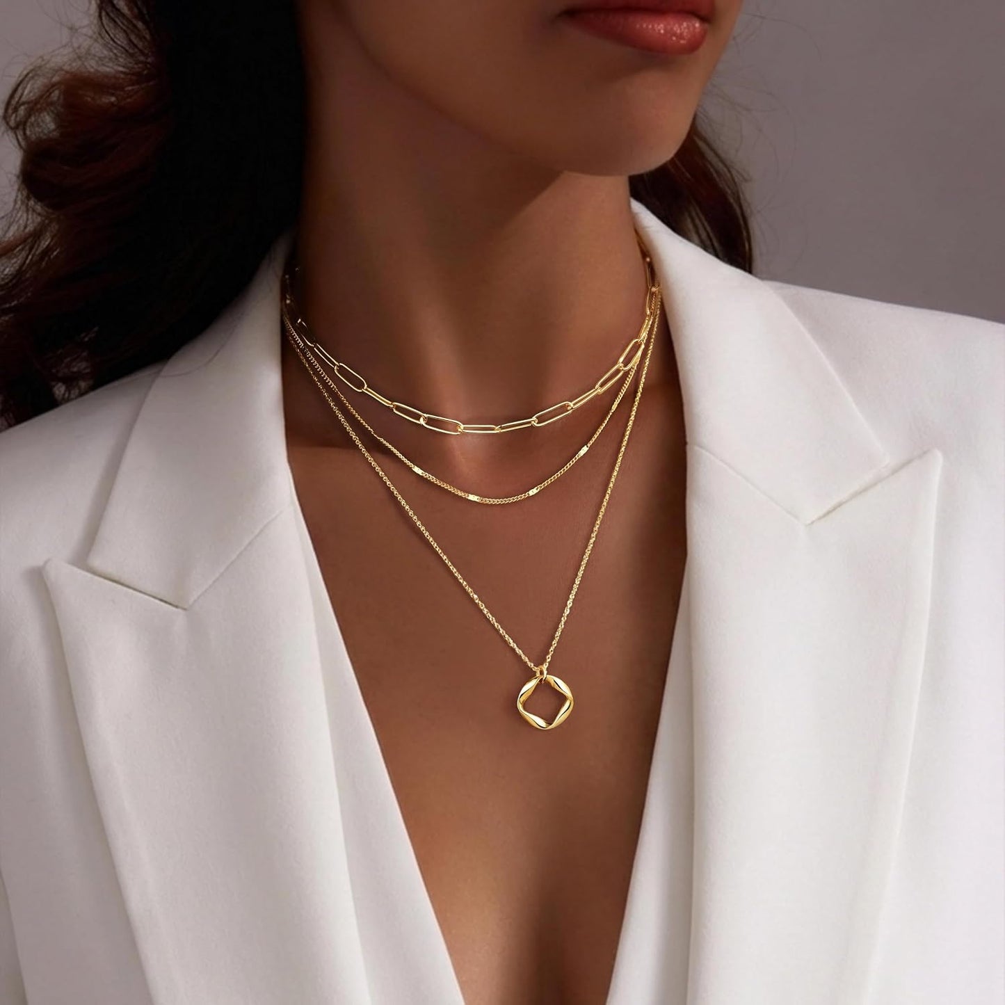 Poxtex - Collares de oro escalonados delicados, chapados en oro de...